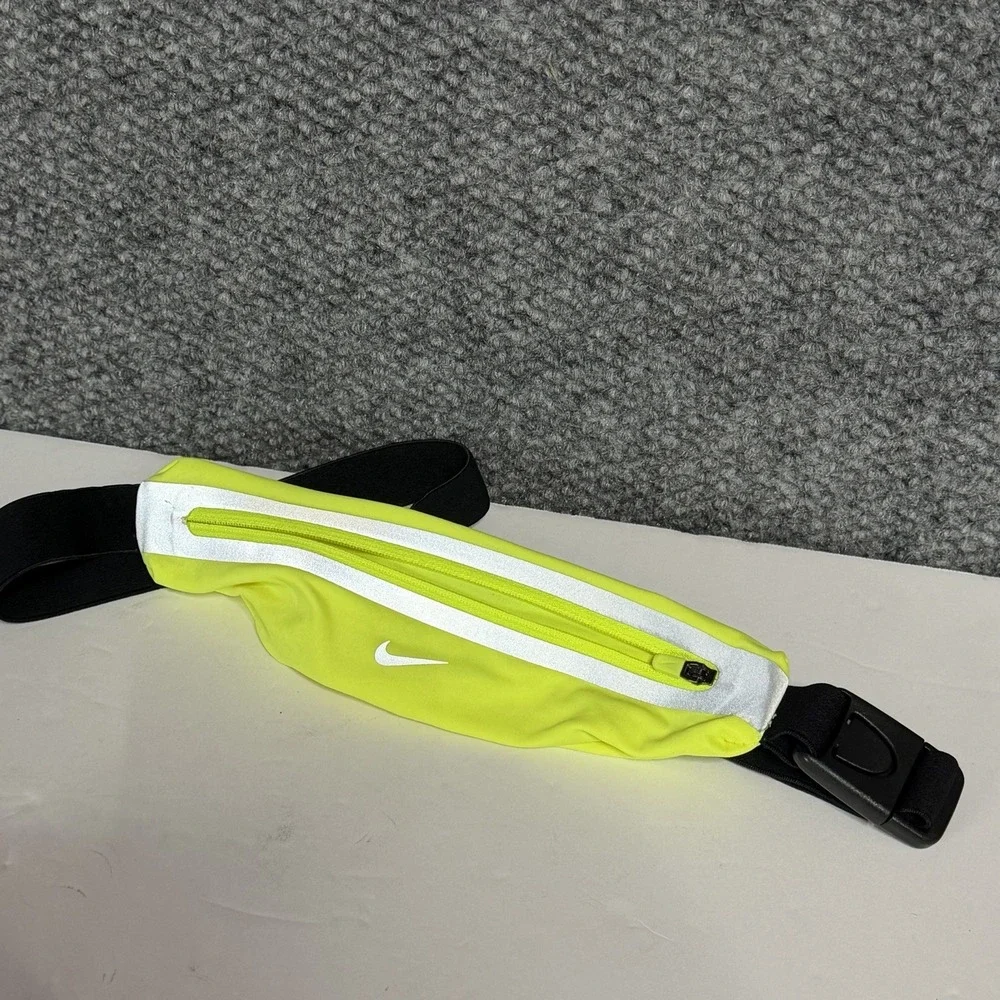 Nike Running Waist Pack Neon Yellow Slim Zip Belt Pouch Adjustable